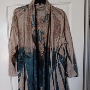 Cactus Cowgirl 2-pc 3/4 sleeve sweater /jacket & matching tank. SZ Med (L also)